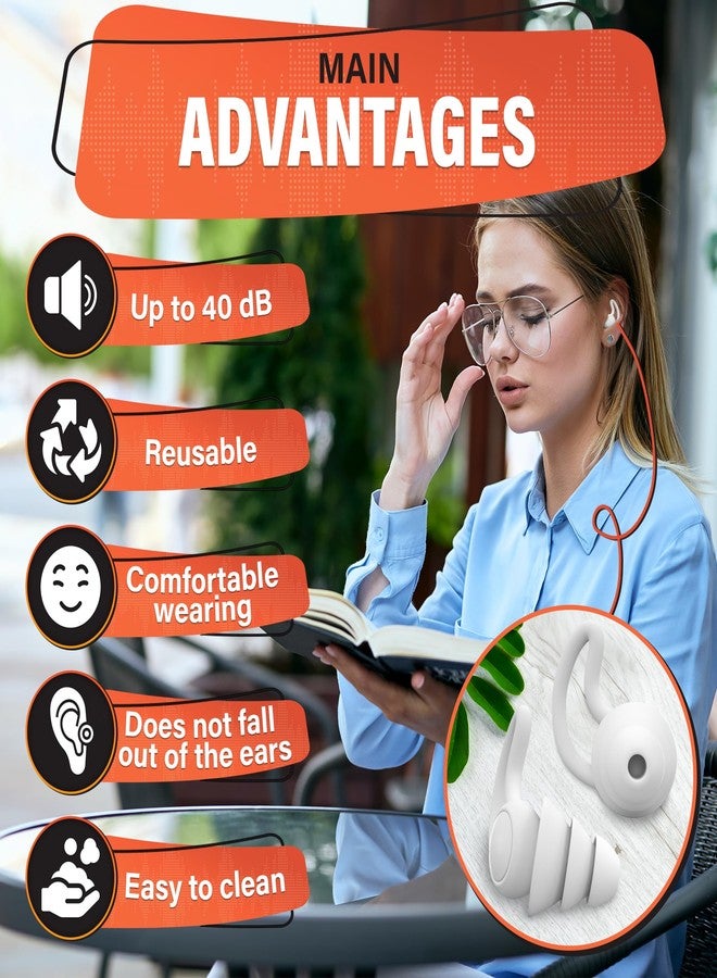 VIKROM Reusable Ear Plugs for Sleeping - Noise Canceling Silicone Earplugs for Sleep, Reduce 40 dB, White Earplugs for Musicians Hearing Protection, Durable & Comfy, Good for Flying Great Valentines Day Gift - Image 4